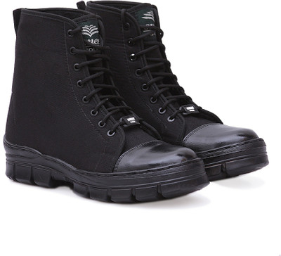 OMEE GOLD Military Army Jungle Boots For Mens Black Canvas Shoes For Men(Black , 7)