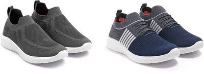 Face Sneakers For Men(Navy, Grey, White, Grey , 10)