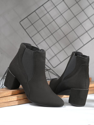 Roadster Stylish& Trendy Primium Boots For Women(Black , 8)