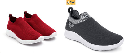 Face Stylish Sports Shoes for Men – Ideal for Running, Gym & Training Sneakers For Men(Grey, Red , 6)
