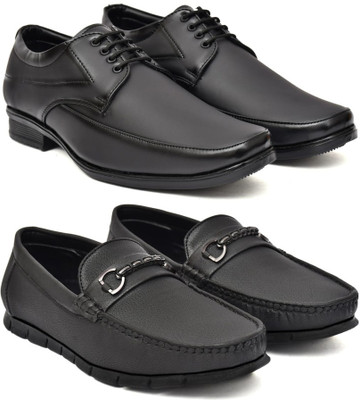 Kaushx Men’s Premium Formal Leather Shoes for Office & Business Wear Slip On For Men(Black, Black , 6)