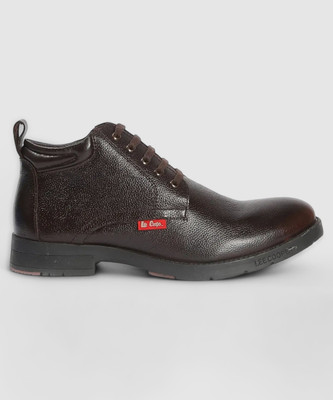 LEE COOPER Leather Ankle Boots| Lace-up & Soft Cushioned Insole for All-Day Comfort Slip On For Men(Brown , 9)