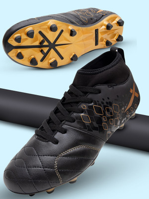 VECTOR X Blaze 5.0 Pro With Ankle Rib Soccer Studs Synthetic Leather With TPU Sole Football Shoes For Men(Black , 7)