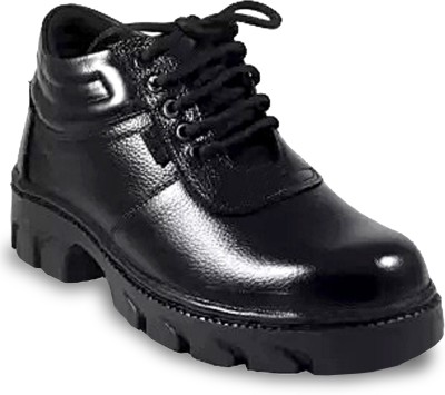 BTOM Steel Toe Leather Safety Shoe (Black, S1) Boots For Men(Black , 6)