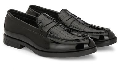 INVICTUS Men Textured Formal Loafers Slip On For Men(Black , 9)
