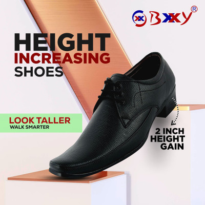 Baxxico Men's Elevator Height Increasing Formal Derby Shoes Derby For Men(Black , 8)