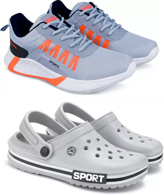 Pennen Pennen Sport Shoe LaceUp and Flip-FLop Multicolour Shoes For Men Pack Of 2 Running Shoes For Men(Multicolor , 9)