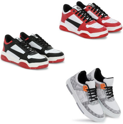 Walkivo Men’s Synthetic leather Shoes | Office & Party Wear Lace‑Up Design Lace Up For Men(Red, Red, Black, Grey , 8)