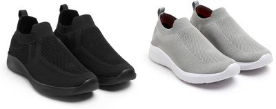 Face Sneakers For Men(Grey, Black , 8)