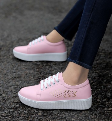 K- FOOTLANCE Women's Mesh Sports Shoes Walking Sneakers For Women(Pink)