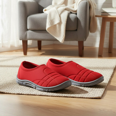 DOCTOR EXTRA SOFT Women's Memory Foam Shoes for Walking Running Gym Training Sports Slipon Sneaker Slip On Sneakers For Women(Red , 7)