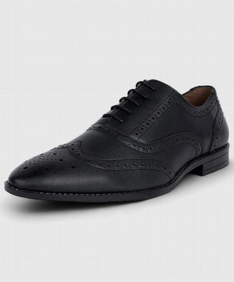 LOUIS STITCH Olive Black Wingtip Brogue Lace Up Shoes for Men LSRGBGJB Brogues For Men(Black , 9)