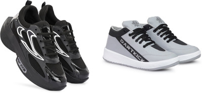 DARTKICK s Synthetic leather Shoes | Office & Party Wear Lace‑Up Design Casuals For Men(White, Grey, Black , 8)