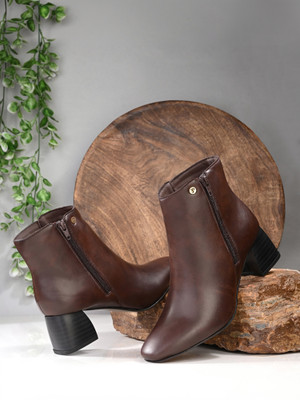 El Paso EL PASO Women Brown Faux Leather Casual Chelsea Boots Boots For Women(Brown , 4)