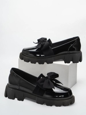 SHOETOPIA Smart Casual Bow Detailed Black Loafers For Women & Girls Loafers For Women(Black)