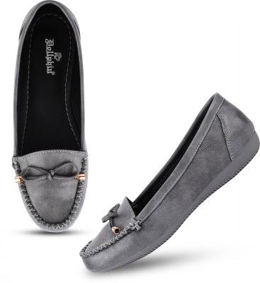 Dollphin Women Black Penny Loafers | Driving Moccasins Bellies For Women(Grey , 4)