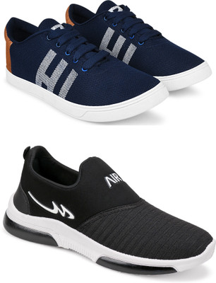 Free Kicks Combo Of 2 Shoes FK-MCW-145 & FK-Mexico Sneakers For Men(Black , 6)