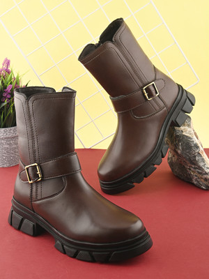 Roadster Casual Boots Boots For Women(Brown , 6)