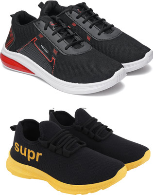 Free Kicks Combo Of 2 Shoes FK-482 & FK-412 Sneakers For Men(Yellow, Black , 6)