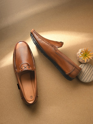 PROVOGUE Men’s Classic Driving Loafers – Soft Comfort Slip-On Design Loafers For Men(Tan , 7)