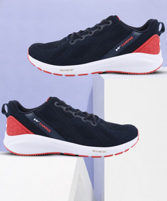 CAMPUS MAXICO Men's Sports Shoes | Comfortable Insole & Anti-Slip Sole Design | Lace-Up Running Shoes For Men(Navy, Red , 9)