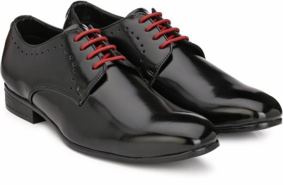 Hirel's Handcrafted Vegan Leather/Office /Daily Wear Derby For Men(Red, Black , 6 UK/India)