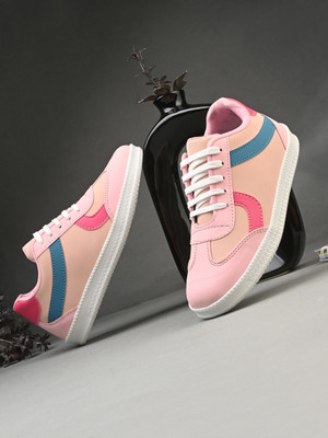 PLANET WALK Lightweight & Comfortable Casual Lace-Up Sneakers For Women(Pink , 7)