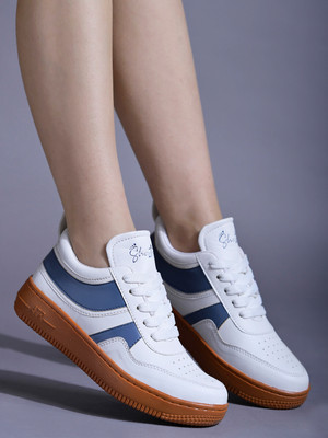 SHOETOPIA Sneakers For Women(White, Blue , 8)