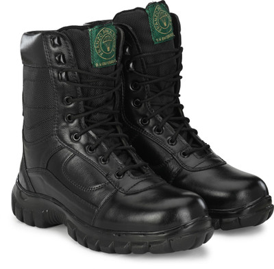 FRANZO Men's Army Tactical Combat SF/Military/Strong Lace-up Leather Boots For Men(Black , 7)