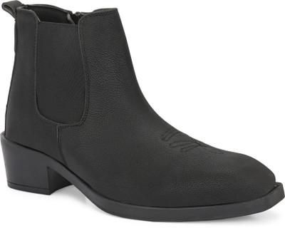 Roadster Men's Genuine Leather Chelsea Boot with Durable TPR Sole Boots For Men(Black , 12)