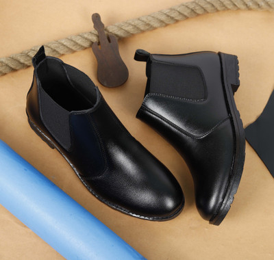 BRANDIGO Versatile Style: Ideal for casual, formal, and party wear occasions. Boots For Men(Black , 8)