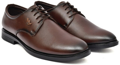 N N CREACTION Leather Formal Office Partywear Derby Lace Up For Men(Brown , 6)