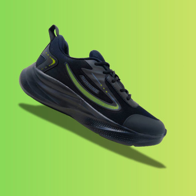 Vokstar Men’s Black Sports Shoes | Stylish with Rubber Sole Comfortable Synthetic Shoes Casuals For Men(Black , 7)