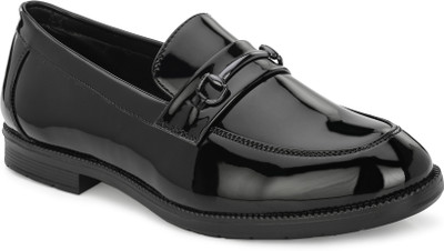 HERE&NOW Men Petant Solid Formal Slip On Shoes With Buckel Loafers For Men(Black , 6)