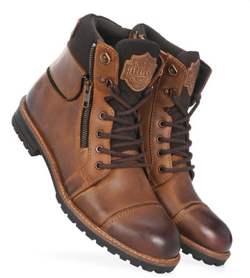 Harrytech London Men's Brown Side-Zip Combat Rider,Biker Boots with Heavy-Duty Rubber Sole Boots For Men(Brown , 7)