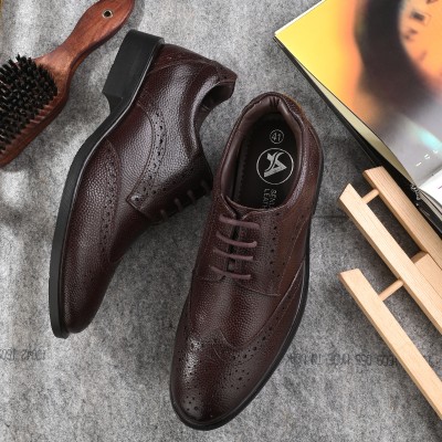 AUSERIO Genuine Leather Formal Shoes Light|Comfort|Trendy|Premium Shoes Lace Up For Men(Brown)
