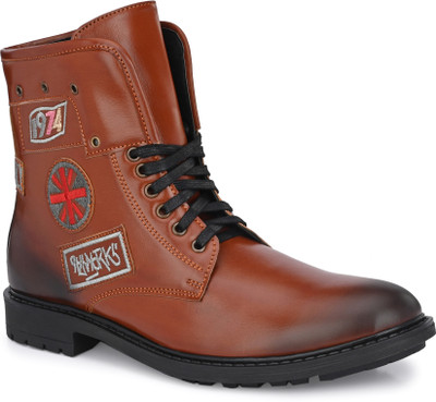 EEGO ITALY Premium High Top Boots For Men(Tan , 11)