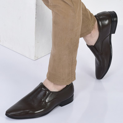 FAUSTO Formal Office Meeting Shoes Slip On For Men(Brown , 8)