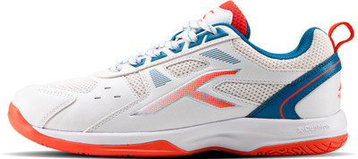 Hundred Raze Badminton Shoes For Men(White, Orange, Blue , 12)