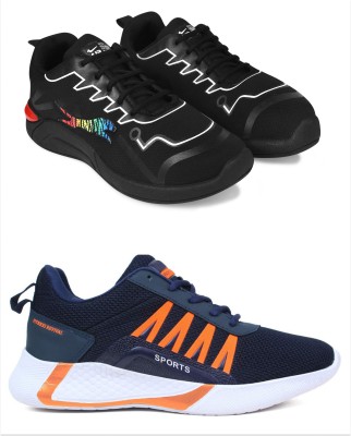 Free Kicks Combo Of 2 Shoes FK-PM-1102 & FK-394 Sneakers For Men(Blue, Orange , 8)