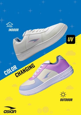 asian Women's Trendy-21 Color Changing Sports Casual Sneakers For Women(White , 8)