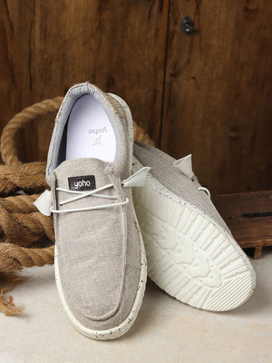 yoho Wafu|EVA Sole | Cushioned, Lightweight Shoe | Premium Fabric for Comfort & Style Loafers For Men(Beige , 9)