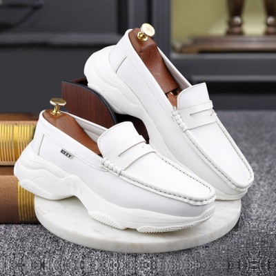 BXXY Men's New Stylish, Fashionable White Causal Loafer And Moccasion Shoes Loafers For Men(White , 8)