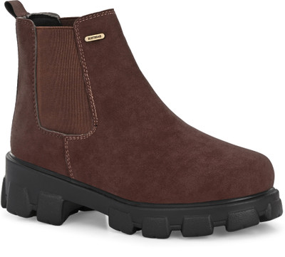 Restroad Chelsea Boots for Women | Premium Suede Look | Comfortable All-Day Wear Boots For Women(Brown , 4)