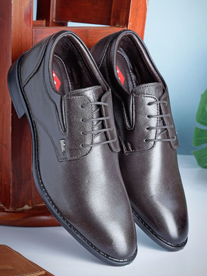 LEE COOPER Leather Derby Lace-Up Lightweight Comfort Trendy Premium Office/Party Derby For Men(Brown , 11)