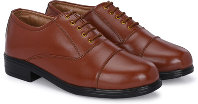 Dzora Light weight Faux leather Police shoes for men Party Wear For Men(Tan , 10)