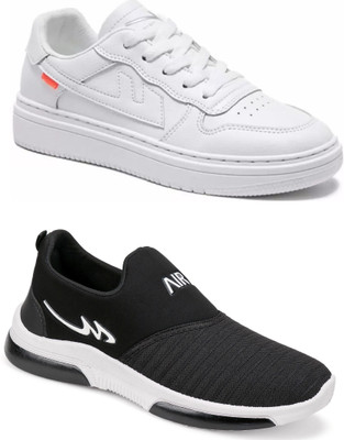 Free Kicks Combo Of 2 Shoes FK-Alpha & FK-Mexico Sneakers For Men(Black , 6)