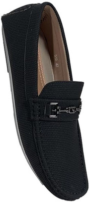 BELLMANCO Canvas Cruise Loafer |Comfortable & Stylish Slip-Ons with Cushioned Insole| Slip On For Men(Black , 9)