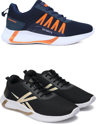 Free Kicks Combo Of 2 Shoes FK-394 & FK-492 Sneakers For Men(Blue , 10)