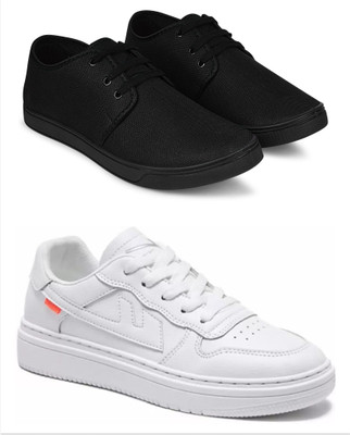 Free Kicks Combo Of 2 Shoes FK-205 & FK-Alpha Sneakers For Men(White , 6)